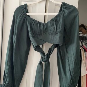 Long sleeve silk crop